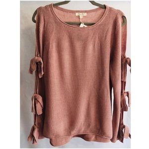 Ultra Flirt Juniors Pink Cold-Shoulder Sweater